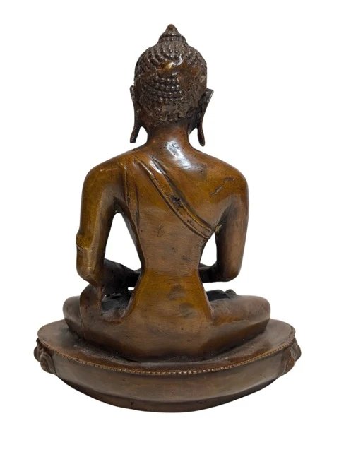 Buda himalayo de bronce en pose de meditación con patra – Siglo XVII – Esculturas, Bronze (photo 4 of 9)