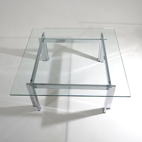 Quadratischer Couchtisch aus Glas und Stahl, 1970er Jahre – Esstische, Metal (photo 4 of 11)