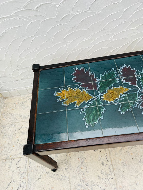 Vintage Ceramic and Solid Wood Coffee Table (photo 5 of 10)