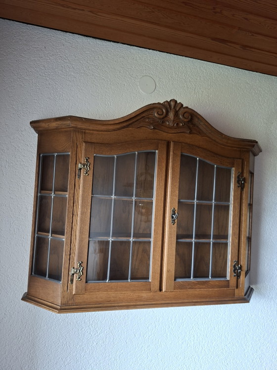 Armadio a muro in rovere massiccio con vetri piombati anni '70 – Stile rustico – Armadi a muro, Wood, Glass (photo 2 of 5)
