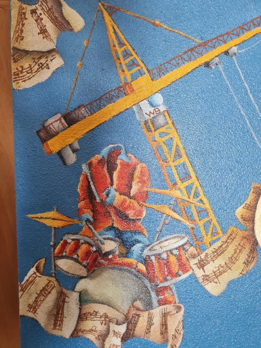 Surreal painting by Italian artist Alessandro Sala, hand-signed, 50x70 cm