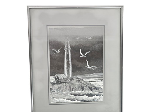 Jean Roy Hardelin - « Art de la feuille d'argent » - Image sur feuille d'argent - Signé - France - Années 1970