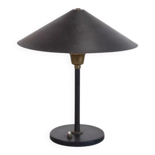 Vintage black Danish design table lamp – tafellampen, Metal, Brass, Mid Century Modern