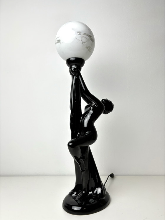 Image 1 of Art Deco Ceramic Woman Figure Table Lamp