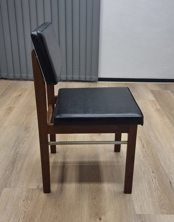 Topform eetkamerstoel, zwart skai, Eetkamerstoelen, Hout, Vintage (foto 5 van 7)
