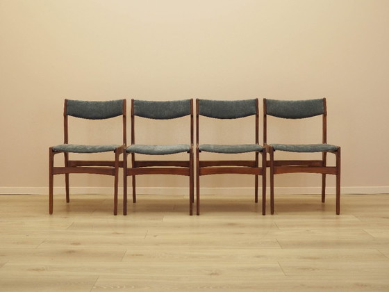 Image 1 of Set di quattro sedie in teak, design danese, anni '70, prodotte in Danimarca.