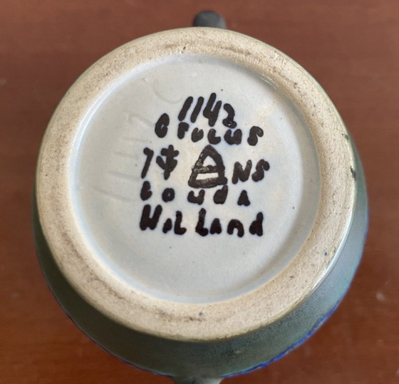 Image 1 of Pottery Factory South Holland - Pottery vase decorated with Crocus