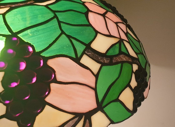 Image 1 of Large (40cm) Tiffany / stained glass grape pendant lamp