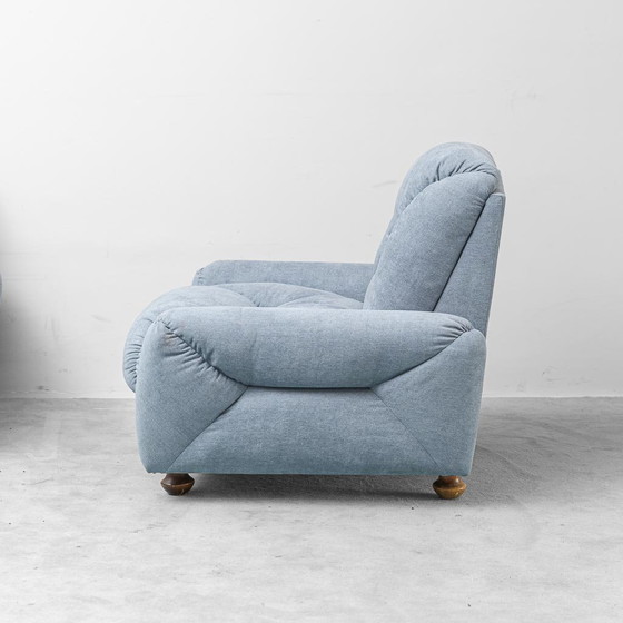 Coppia di poltrone vintage italiane in tessuto azzurro – Design anni '50 – Mid Century Modern (photo 4 of 11)
