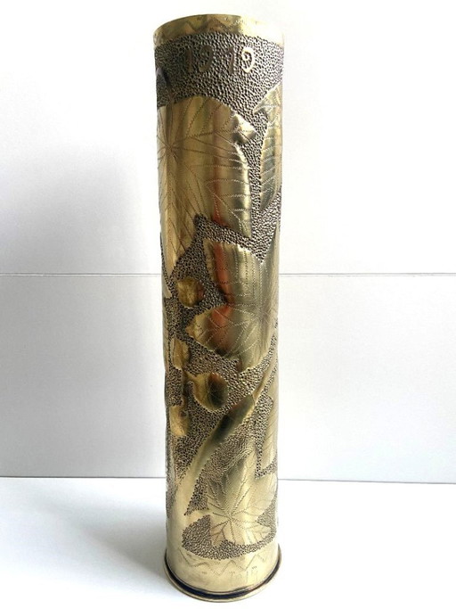 Trench Artwork from the First World War (1914-1918): 75mm Cannon Shell Casing (France)