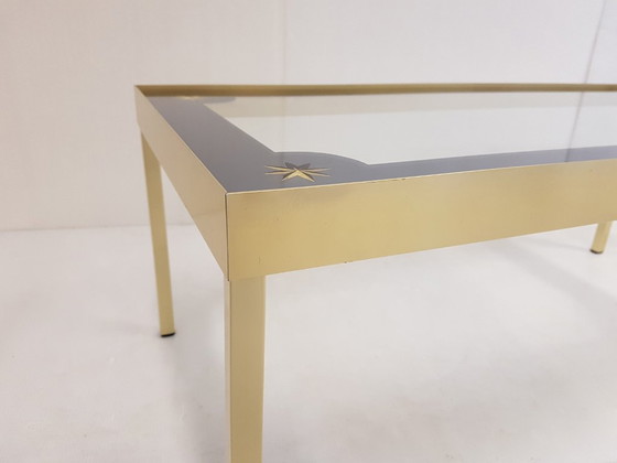 Image 1 of TABLE BASSE VINTAGE ALUMINIUM DORE & VERRE ETOILE 1960 ANNEES 60 60'S 60S