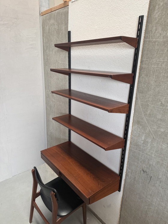 Image 1 of Kai Kristiansen teak desk wall shelf set from the 1960s
