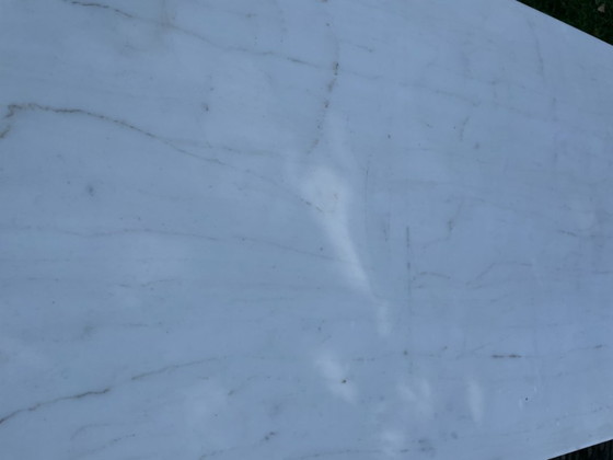 Image 1 of Tavolo da giardino, tavolo da bistrot con piano in marmo, stile Art Déco francese