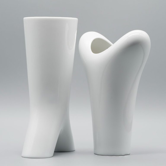 Image 1 of Rosenthal Studio Linie White Glossy Porcelain SPIRIT Vase Duo by Platt & Young