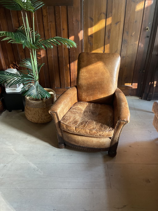 Lederen (kinder) stoel 