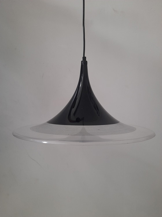 Image 1 of Grande suspension trompette Meblo Guzzini années 70