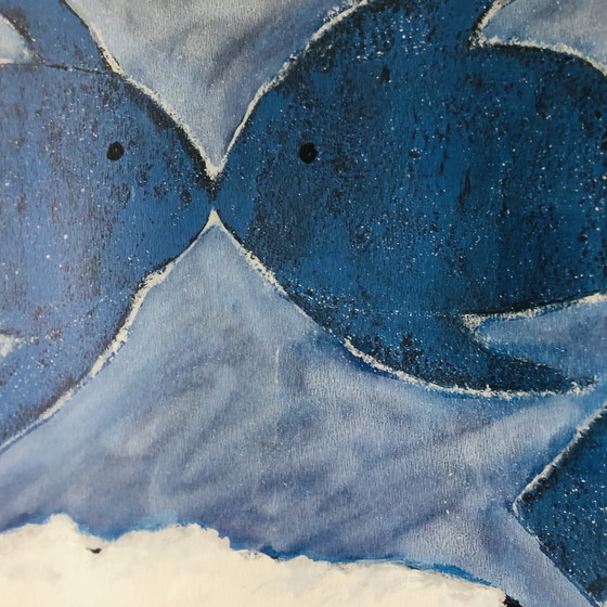 Image 1 of Litografia "coppia di pesci" di Rémi Pesce