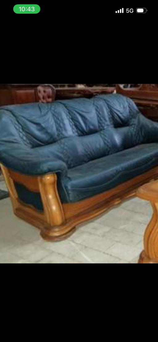 Blank eiken met leder banken