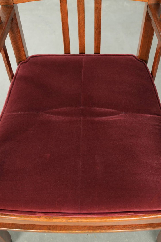 Image 1 of Art Nouveau/ Jugendstil design Schuitema dining chair/occasional chair with luxurious red fabric upholstery