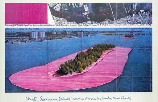 Christo: "Surrounded Islands" project Biscayne Bay Miami Florida, 1980 - 1983.