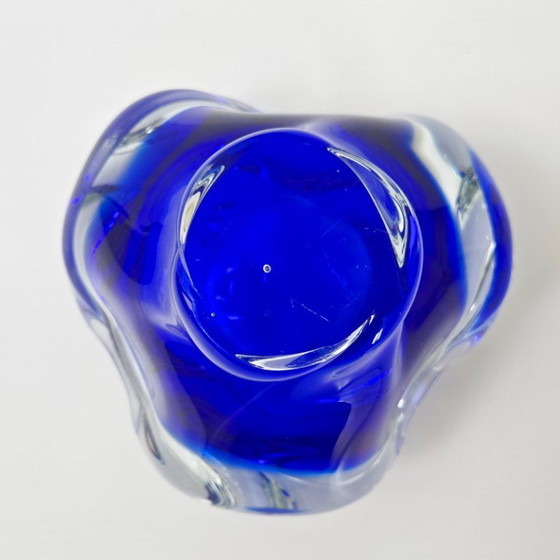 Image 1 of SUPERB VINTAGE 1960s MURANO BLUE GLASS ASHTRAY