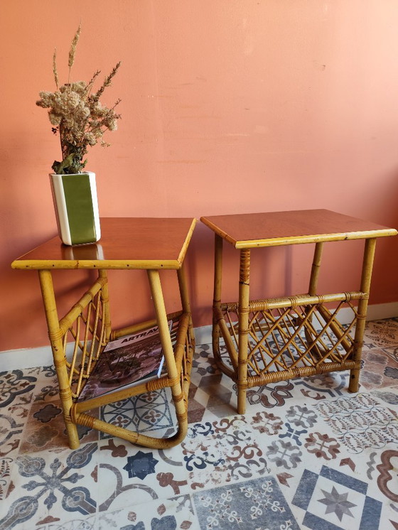 Image 1 of Chevets Vintage en Rotin