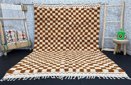 Image 1 of Tapis Beni Ourain fait main 3/2.2m: Authentique tapis marocain en laine, design géométrique