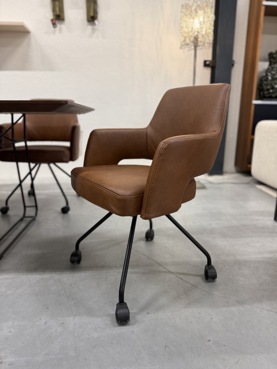 Image 1 of 6 Gealux Mango Eetkamerstoel Bruin Leer Stof