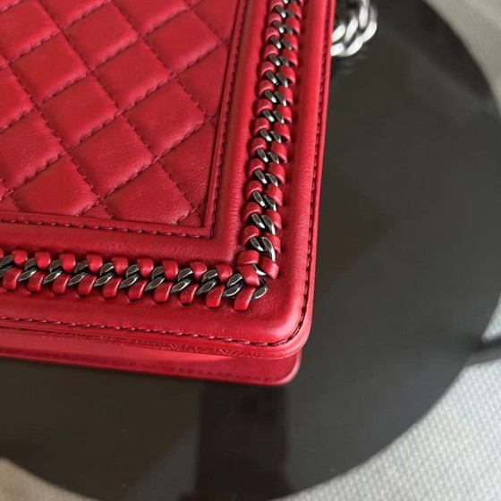 Image 1 of Chanel Calfskin Boy Handle New Medium 28CM Quilted Leboy Palladium Silver Hardware Series 23