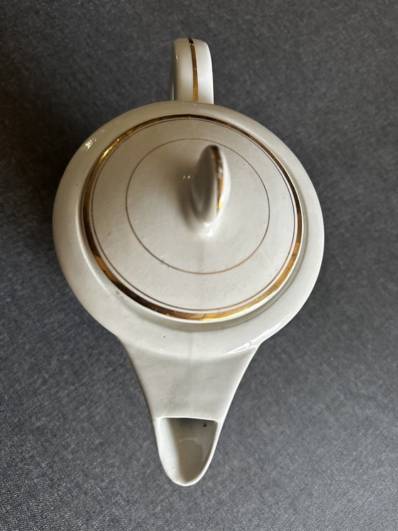 Image 1 of Moulin des Loups Orcerame France Art-Déco Ceramic coffee maker - Gold edging