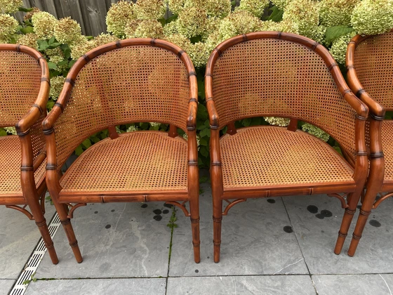 Image 1 of 4x Vintage Giorgetti Faux Bamboo Chairs