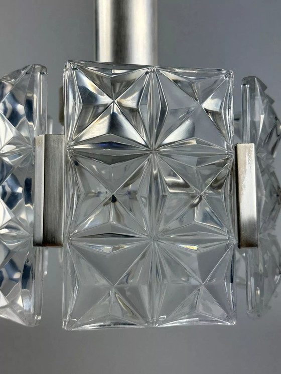 Image 1 of Lampadario da soffitto anni '60 anni '70 Hillebrand Leuchten Germany vetro metallo