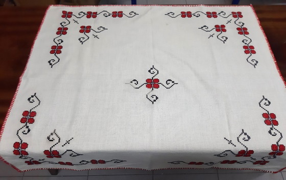 Image 1 of Vintage Hand Embroidered Tablecloth 74 x 70 cm