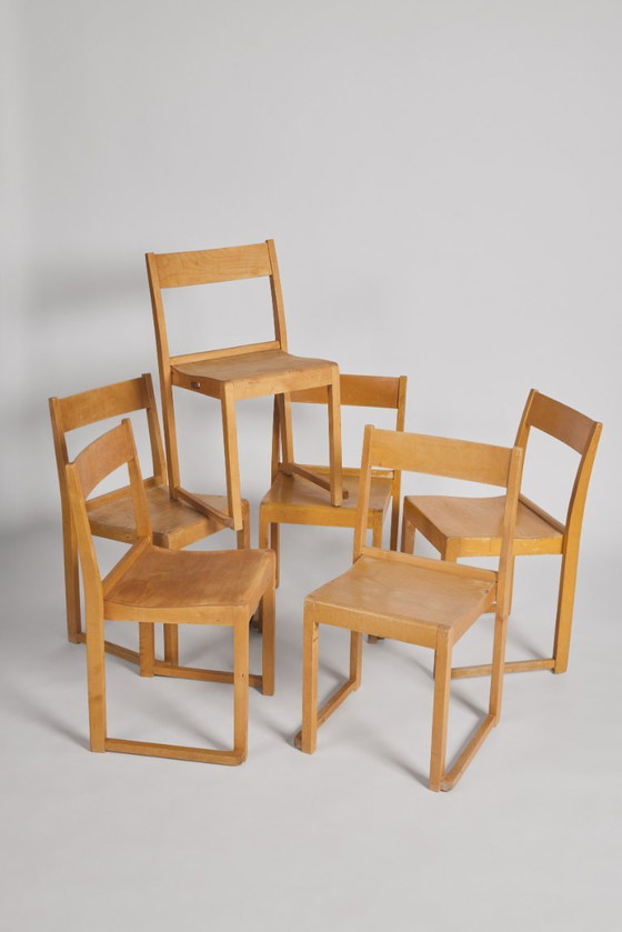Image 1 of 6er Set Sven Markelius Orchesterstuhl, 1930er Jahre Schweden