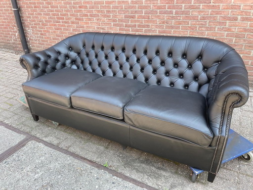 Chesterfield sofa leather 3-seater
