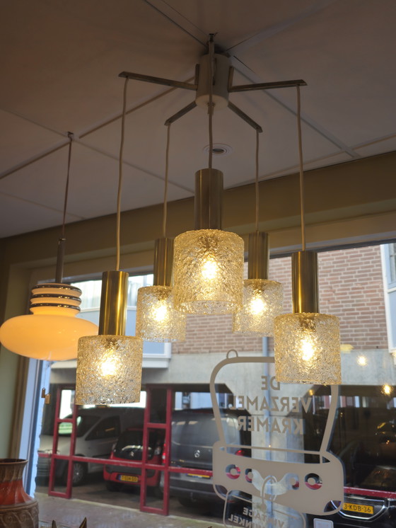 Image 1 of Lampada a sospensione a cascata vintage, lampada da soffitto in ottone