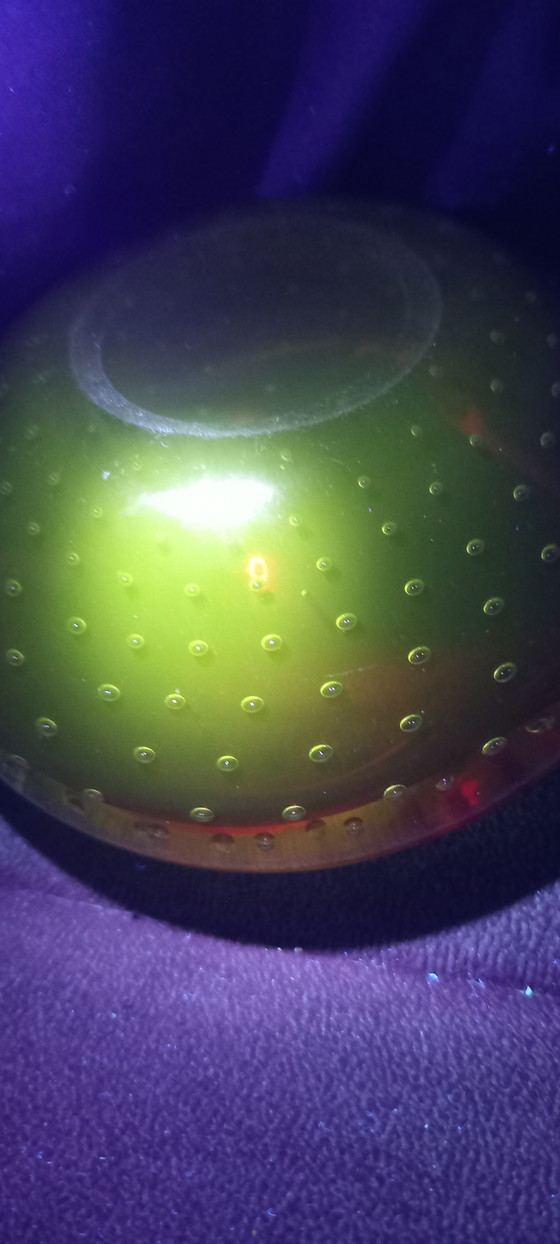 Image 1 of Rare and exceptional modernist ashtray / trinket tray in heavy Bohemian crystal, in uranium glass, model K169.