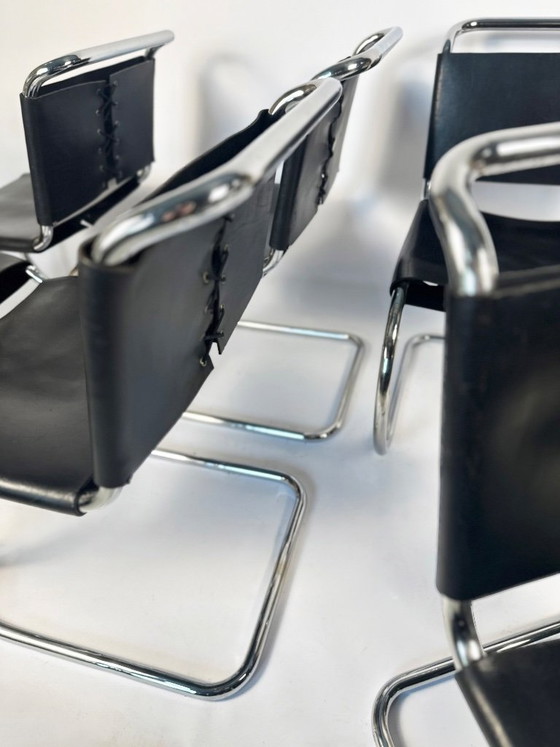 Image 1 of Set of 6 MR10 Dining Chairs — Ludwig Mies van der Rohe, attr. Knoll, c. 1970s
