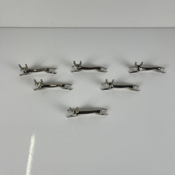 Set of 6 Metal Knife Rests, "Deer / Reindeer" model, 1980-90, Table accessories, Silver (photo 6 of 6)