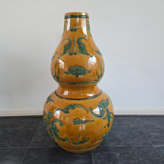Impressive Chinese Vase, Double Gourd Vase (80 cm) – Chinoiserie Eyecatcher – Ceramic (photo 2 of 9)
