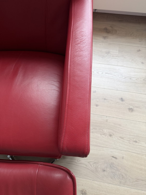 Image 1 of Leolux Dolcinea rotes Leder mit Ottomane