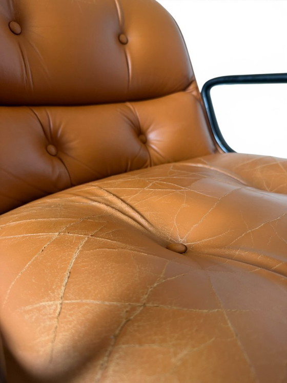 Image 1 of Pair of Knoll Pollock Armchairs - Vintage Camel Leather