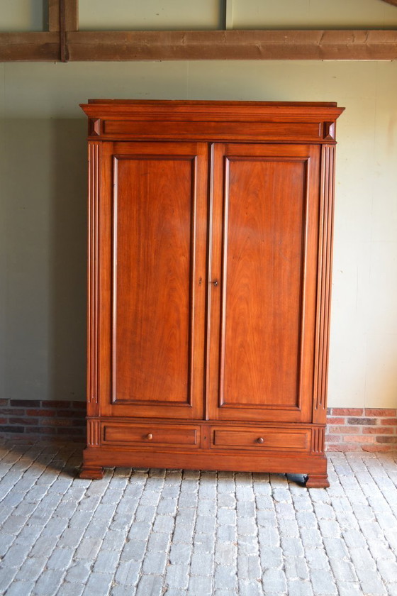 Image 1 of Large antique mahogany wood Louis Philippe cabinet.