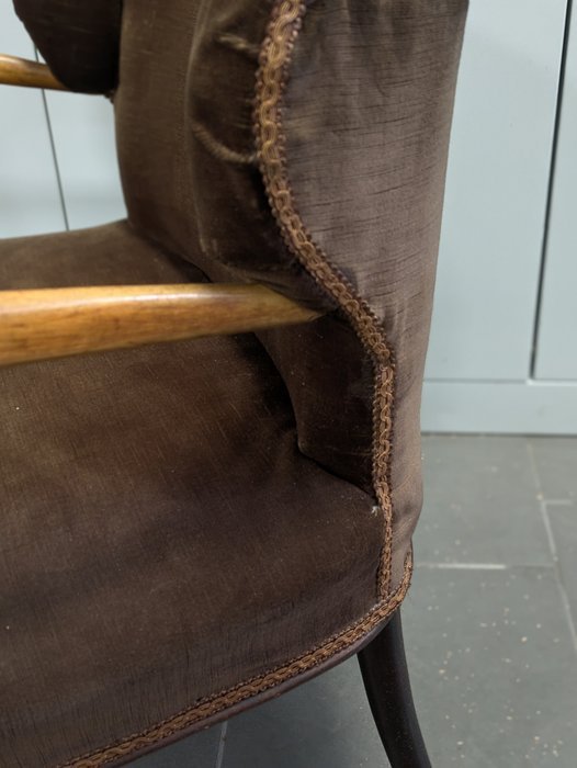 Image 1 of Paire de fauteuils, années 1940, bois, tissu