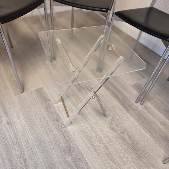 Tavolini vintage in plexiglas, Ottone, Trasparente (foto 6 di 15)