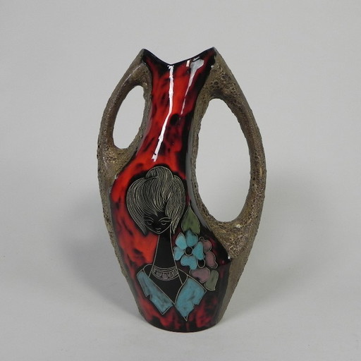 Vallauris Fat Lava Vase, 1950er Jahre