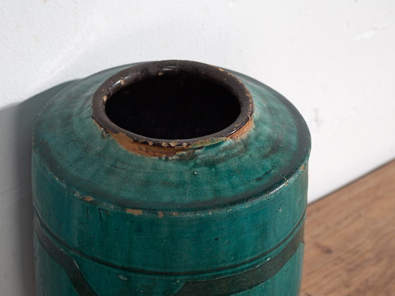 Antique green glazed ceramic vase (c.1820) #35 (photo 22 of 40)