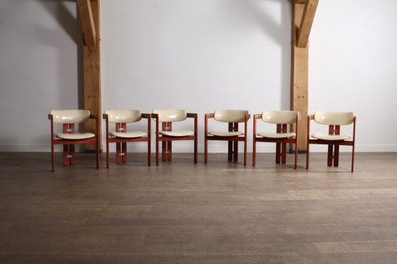 Set van 6 Augusto Savini Pamplona-stoelen voor Pozzi, Italië, 1965 – Eetkamerstoelen, Wood (photo 15 of 18)