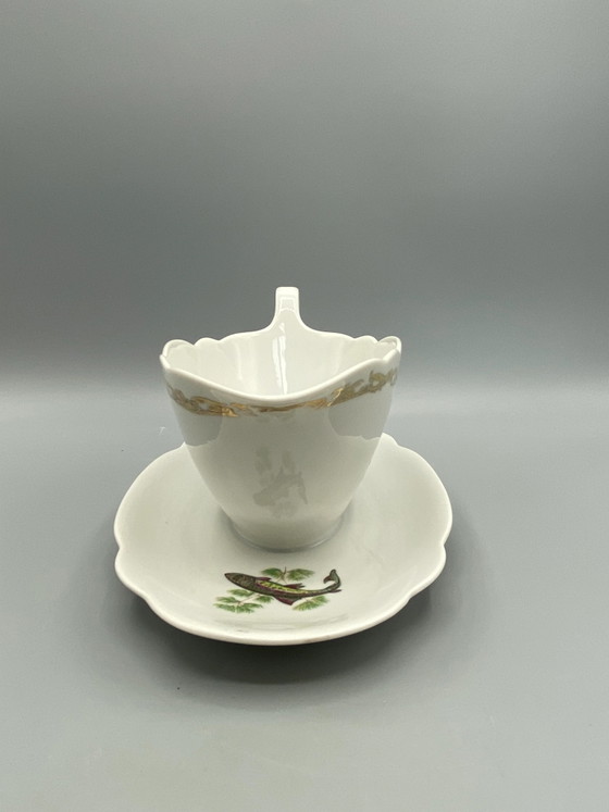 Jaren 80 L'Hirondelle Porseleinen Sauskom met Visdecor – Decoratieve objecten, Porcelain (photo 2 of 10)