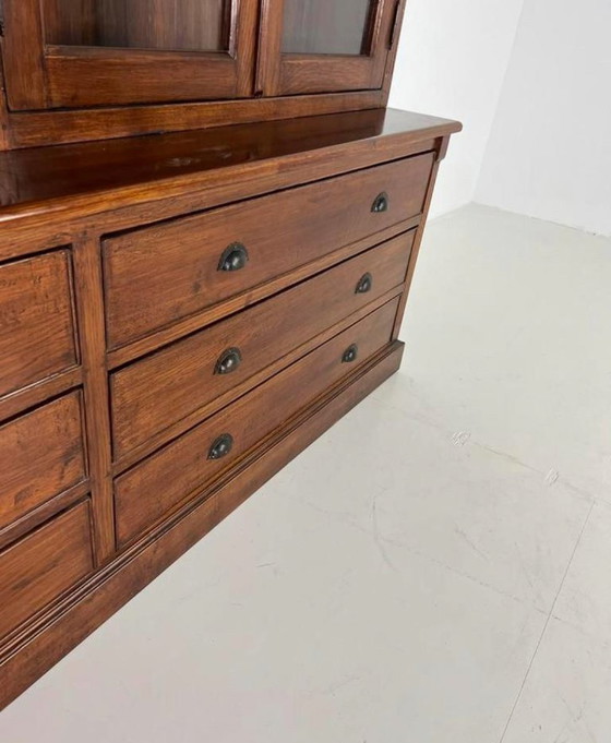 Eichholtz Sideboard - Bookcase - Display cabinet - solid oak cabinet Flamant, Wood, Glass, Brown, Klassiek (photo 11 of 15)